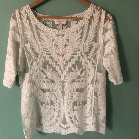 Laundry By Shelli Segal White Lace top - Picture 2 of 7